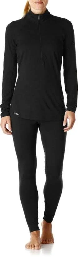 Rei Co-op Women's Merino Midweight Half-Zip Base Layer Top Black L