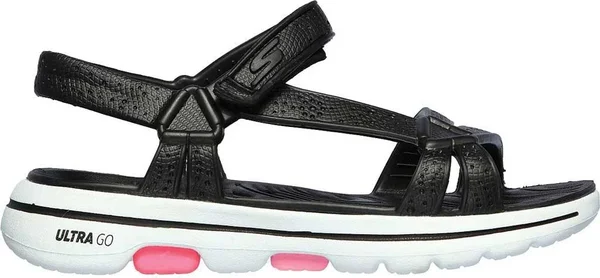Skechers Women's Cali Gear GOwalk 5 Tahiti Walking Sandal, Black/White