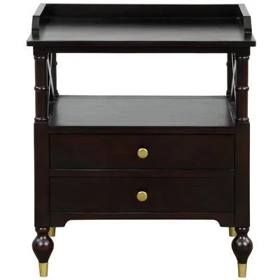 Bainville 2 - Drawer Solid Wood Nightstand in Dark Cherry Rosdorf Park