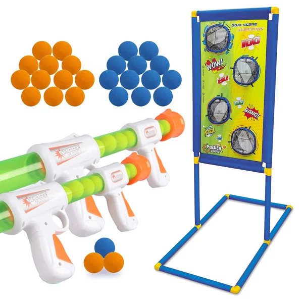 KOVEBBLE Shooting Target with 2pk Foam Ball Popper, Target Stand Toy Foam Blaster for Kids, Shooting Games Set, Girl Boy Toys Gi