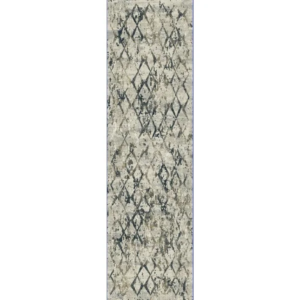 Dynamic Rugs Quartz 27039 7&10x22 x 10&10x22 Light Beige - Blue Rug