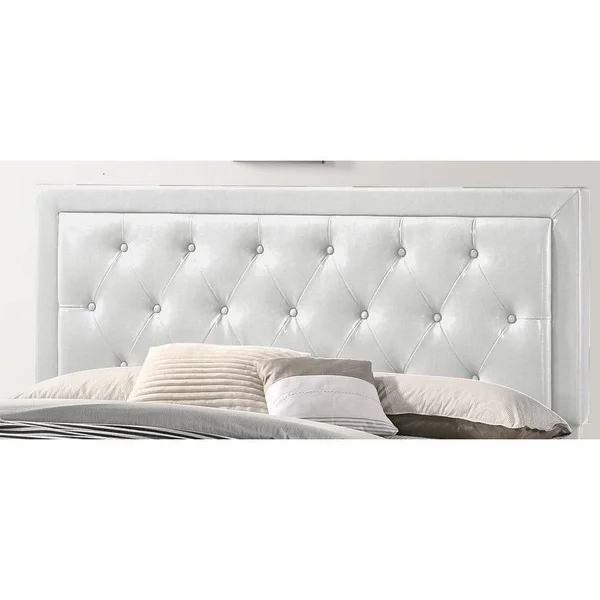 Best Quality Furniture Black Faux Leather Panel Bed - Queen