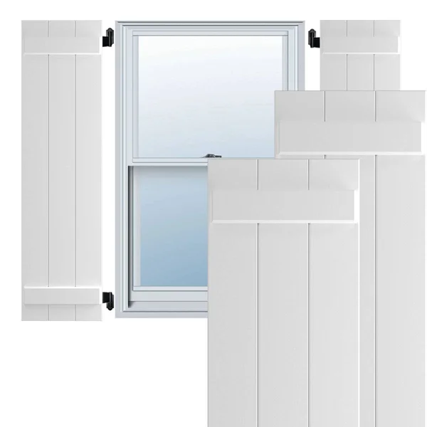 Ekena Millwork CWB12X069WHC 12x22W x 69x22H Exterior Three Board (2 Batten) Composite Board-n-Batten Shutters (Per Pair) - White