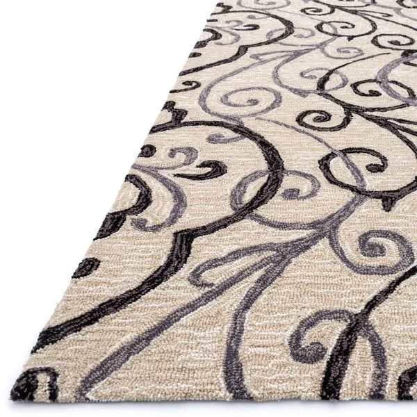Alexander Home Valentina Hand-Hooked Traditional Area Rug - Ivory/Grey 5& x 7&6x22