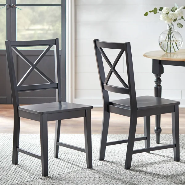 Virginia Cross-Back Chair, Set of 2, Black