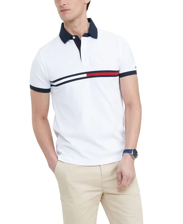 Tommy Hilfiger Tanner Polo Custom Fit Men's Clothing Bright White : 2XL