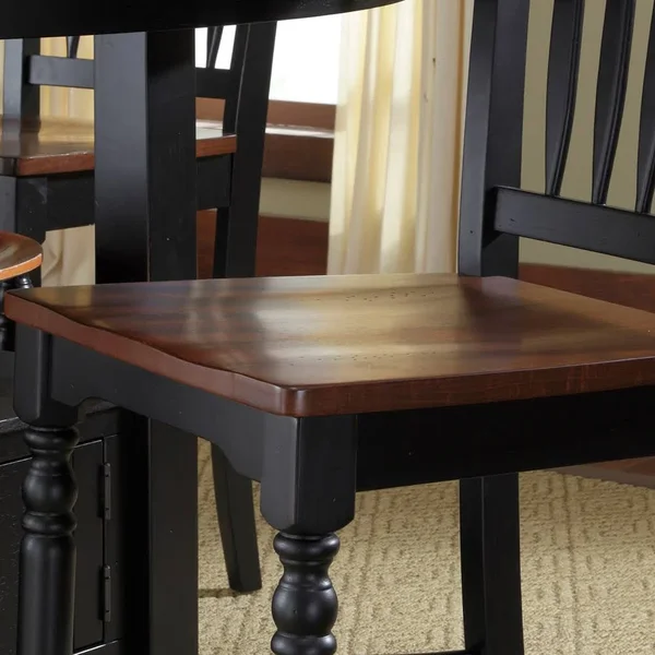 A-America British Isles Slatback Side Chair - Oak-Black Finish, Set of 2