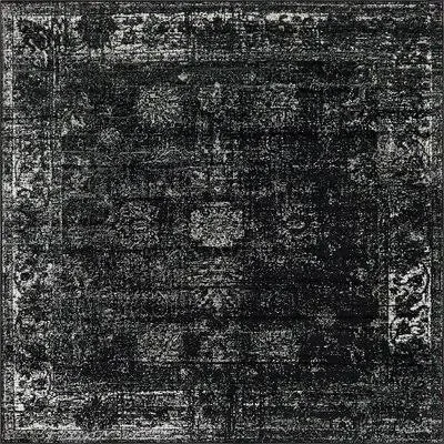 Brandt Floral Black Area Rug Mistana Rug Size: Square 8&