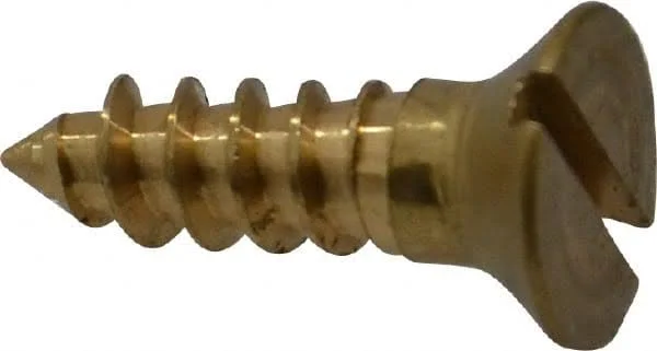 Value Collection #12, 3/4x22 OAL, Slotted Drive, Flat Head Wood Screw - ASME B18.6.1, Brass, 100-Pack, Part #R52000276