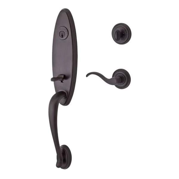 Baldwin Reserve SCCHEXCURRTRR112S Single Cylinder Chesapeake Handleset Right Hand Curve Lever and Traditional Round Rose with Sm