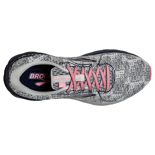 Brooks Women's Adrenaline GTS 21 White-Peacoat-Coral, 5
