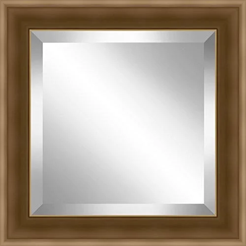 Ashton Art & dcor Brushed Gold Framed Beveled Plate Glass Mirror - 24 by 24-Inch
