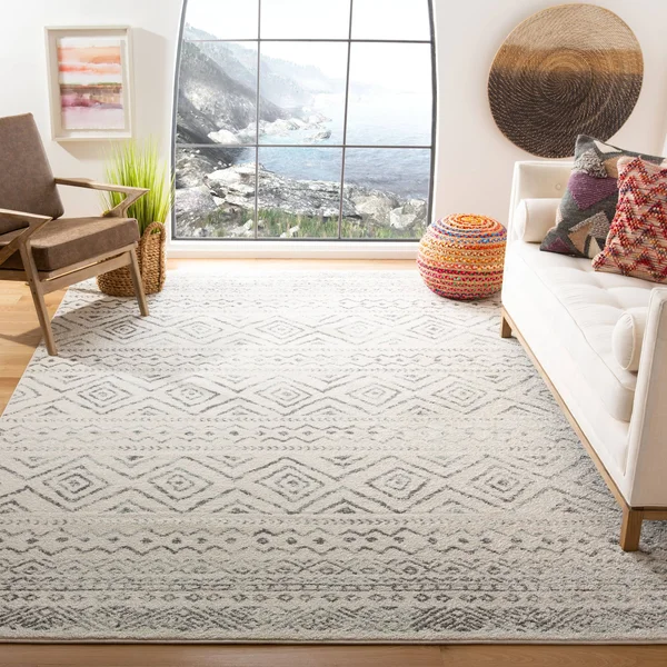 Safavieh Tulum Rug Collection TUL267A - Ivory, Grey - 12& x 18&
