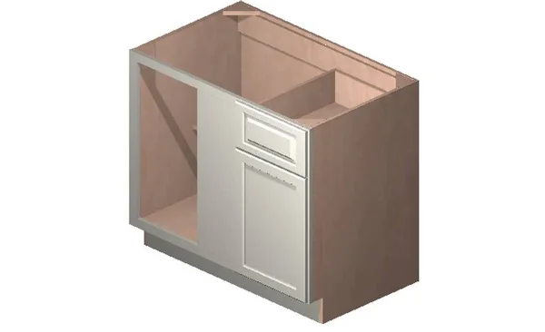 Wilora Hawthorne Shaker Antique White 39x22 x 34.5x22 x 24x22 Blind-Corner 1 DOOR, 1 Drawer, 1 Shelf Base Cabinet, High-Density