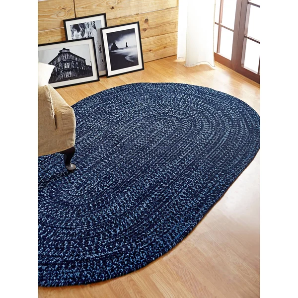 Better Trends Chenille Tweed 30x22 x 50x22 Reversible Rug - Navy/Smoke Blue
