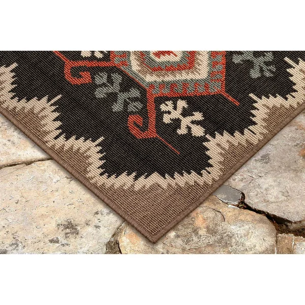 Liora Manne Riviera Kilim Indoor Outdoor Area Rug Black - 7&10x22 Square