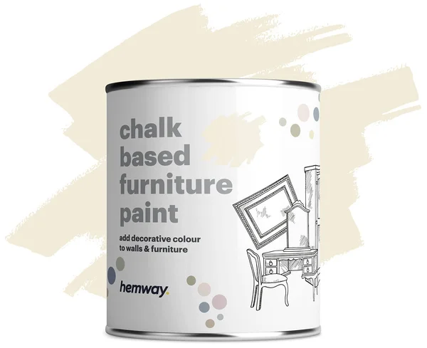 Hemway Matte Shabby Chic Chalk Based Furniture Paint 1L Light Cream Suitable for Interior Furniture, Wardrobes, Shelves, Tables