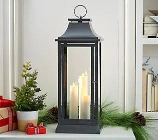 Luminara 25x22 Heritage Tri-Candle in/ Outdoor Lantern - Pewter