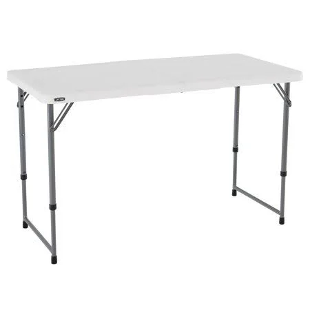 Lifetime 4' Fold-in-Half Adjustable Table, White Granite