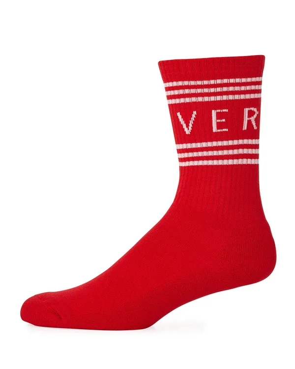 Versace Men's Athletic Band Socks - Red/White, Men's, S