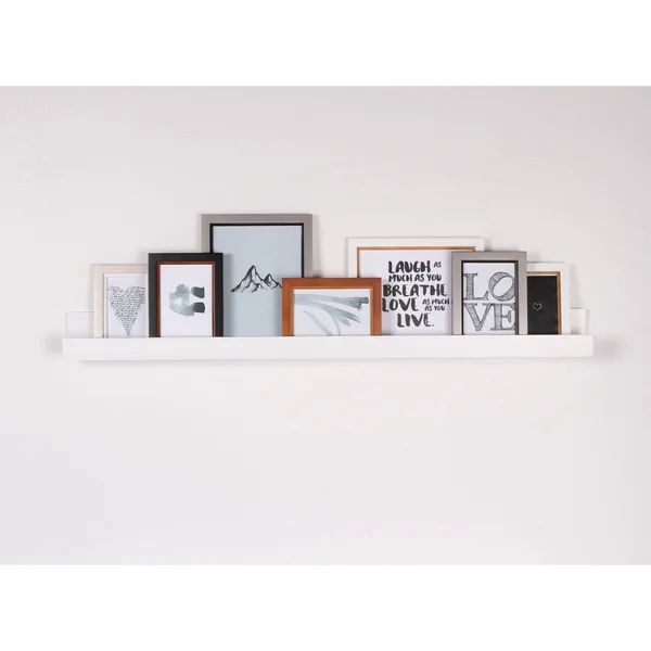 Kate and Laurel Levie Modern Floating Wall Shelf Picture Frame Holder Ledge, Dark Walnut Brown