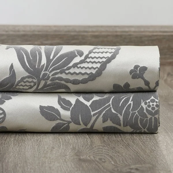 Magdelena Silver & Blue Faux Silk Jacquard Curtain