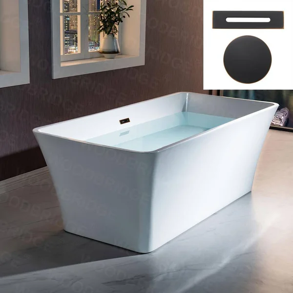 Woodbridge Rahway 67 in. Acrylic Flatbottom Rectange Bathtub with Oil Rubbed Bronze Overflow and Drain Included in White - White