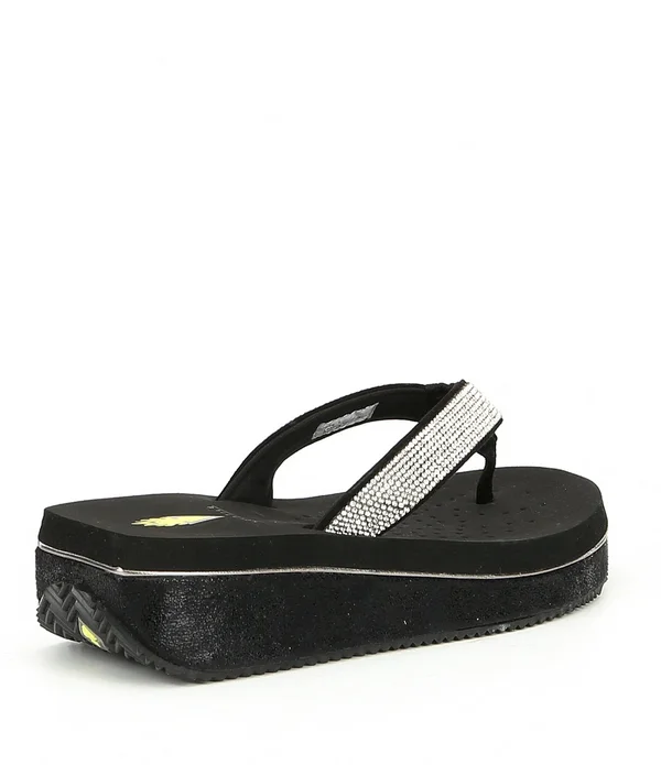 Volatile Eleanor Womens Leather Rhinestone Wedge Sandals - Rose/Gold