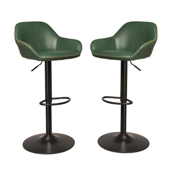Glitzhome Mid-Century Leatherette Adjustable Bar Stool (Set of 2) (Hunter Green)