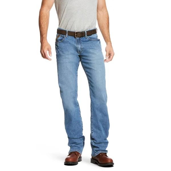 Ariat Men's Rebar M4 Relaxed DuraStretch Basic Boot Cut Work Jean - Blue Haze