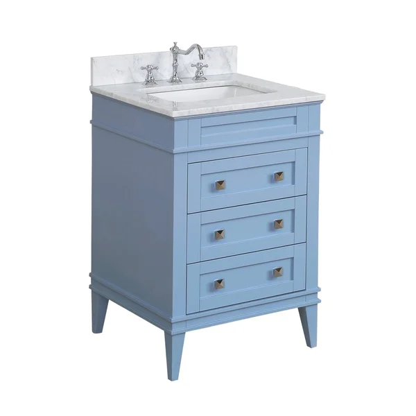 Eleanor 24x22 Single Bathroom Vanity Set Base Finish: Powder Blue, Top Finish: Carrara Marble