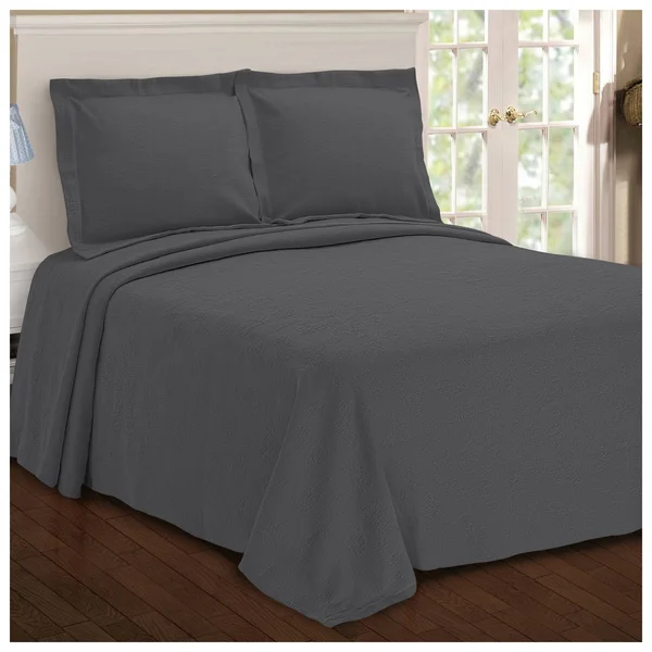 Superior 100 Percent Cotton Paisley Matelasse Twin Bedspread - Grey