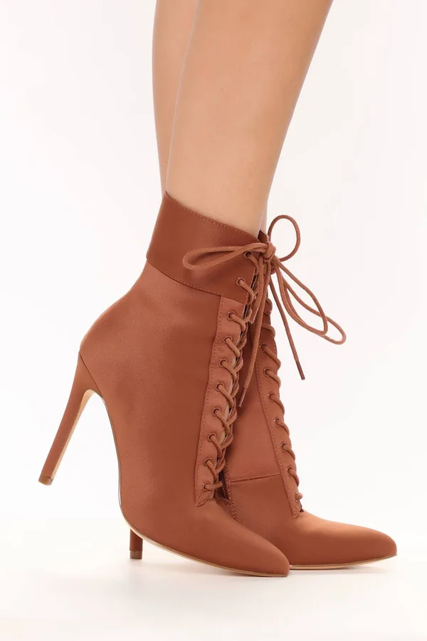 Womens Shine Bright Booties in Rust Size 6 by Fashion Nova