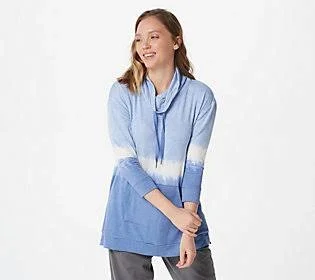 Koolaburra by Ugg Brushed Back French 3/4 Sleeve Pullover - Size 1X, BlueOmbreStripe