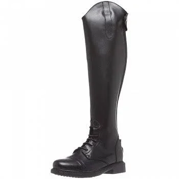 TuffRider Children's Starter Back Zip Field Boots in Synthetic Leather, Black, 3 Slim Regular
