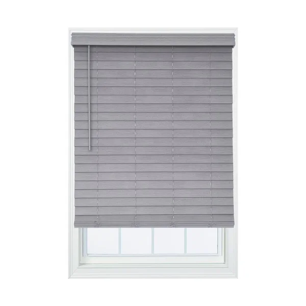 Allen + Roth 2.5-in Slat Width 20.5-in x 72-in Cordless Gray Faux Wood Room Darkening Horizontal Blinds - DFHSB2472-20.5