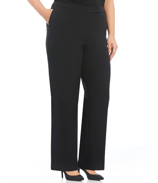 Kasper Plus Straight-leg Dress Pants, Women's, Size: 24W, Black