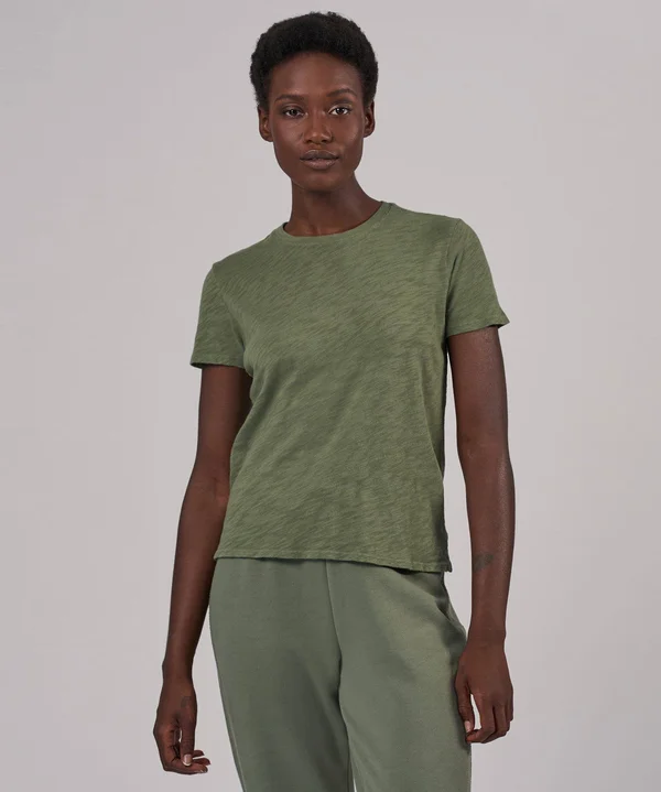 ATM Anthony Thomas Melillo Women's Slub Jersey Schoolboy Crew Neck Tee Agave - M