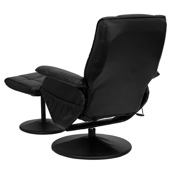 Lancaster Home Massaging Black LeatherSoft Recliner/ Ottoman with Wrapped Base - Size: Oversized