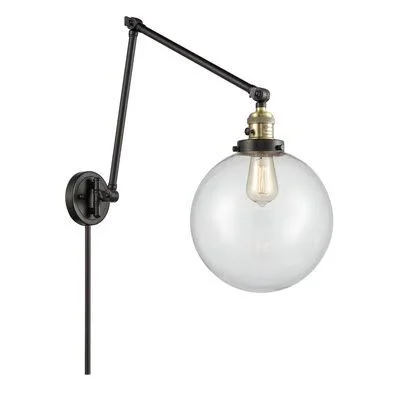 Maxwell 1 - Light Dimmable Swing Arm Greyleigh Finish: Black Antique Brass, Shade Color: Clear, Size: 32x22 H x 10x22 W x 32x22