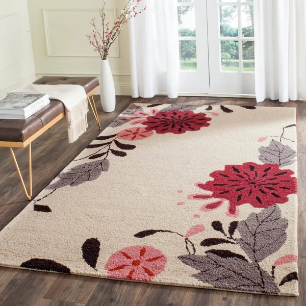 Martha Stewart by Safavieh Picture Block Floral Rug - 8' x 10' - Ivory