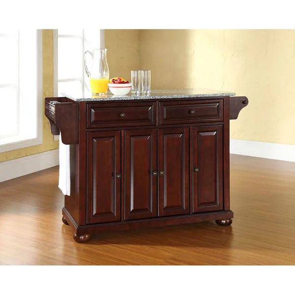 Crosley Furniture Alexandria Solid Granite Top Kitchen Island, Mahogany, 52" x 34" x 18"