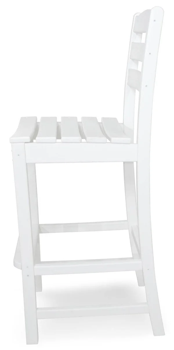 Polywood Cafe Recycled Plastic Bar Height Side Chair - White