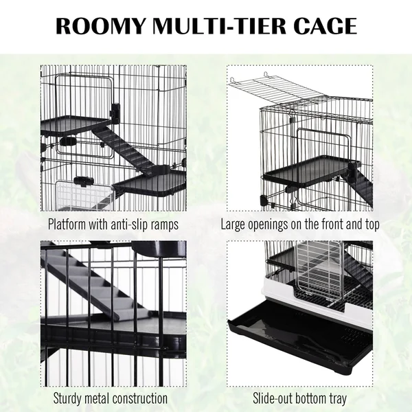 PawHut 43x22H Ferret House Habitat - Black and White