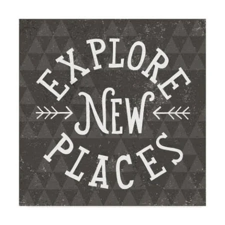 Trademark Fine Art 'Mod Triangles Explore New Places' Canvas Art by Michael Mullan - Size: 18 x 18