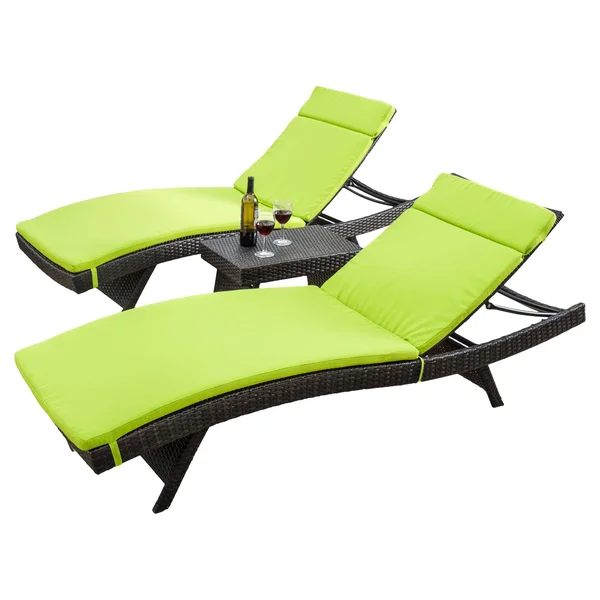Rio Vista 3 Piece Chaise Lounge Set with Cushions, Green