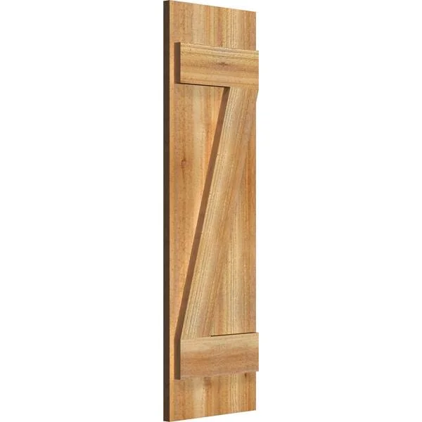 10 3/4x22W x 35x22H TimberCraft Two 5 3/8x22 Boards Joined Board-n-Batten Shutters w/Z-Bar, Rough Sawn Western Red Cedar (Per Pa