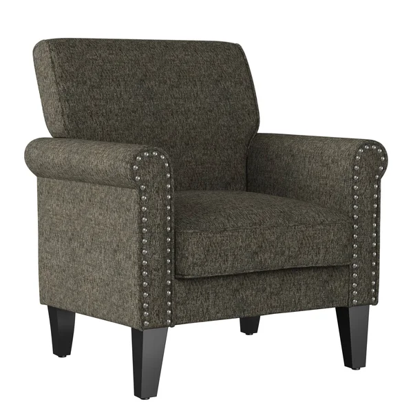 Copper Grove Herve Rolled Arm Chair - Bark Brown Chenille
