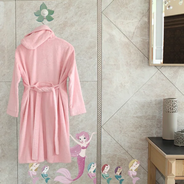 Authentic Hotel and Spa Sweet Kids Turkish Cotton Terry Pretty Pink with White Monogram Hooded Bathrobe - Medium