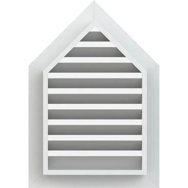 28 inchw x 30 inchh Peaked Top Gable Vent (33 inchw x 35 3/4 inchh Frame Size) 14/12 Pitch: Functional, PVC Gable Vent w/ 1 inch